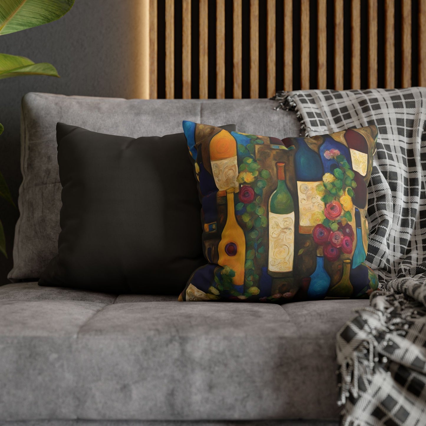 Wine Garden Square Poly Canvas Pillowcase