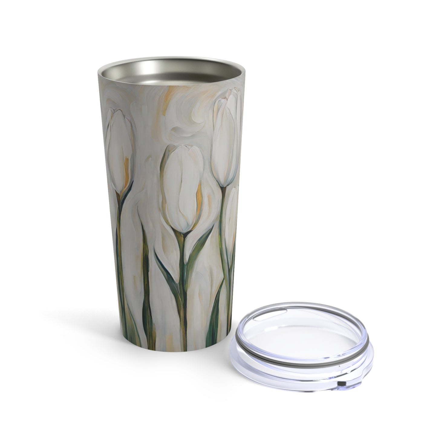 White Tulips Stainless Steel Tumbler 20oz