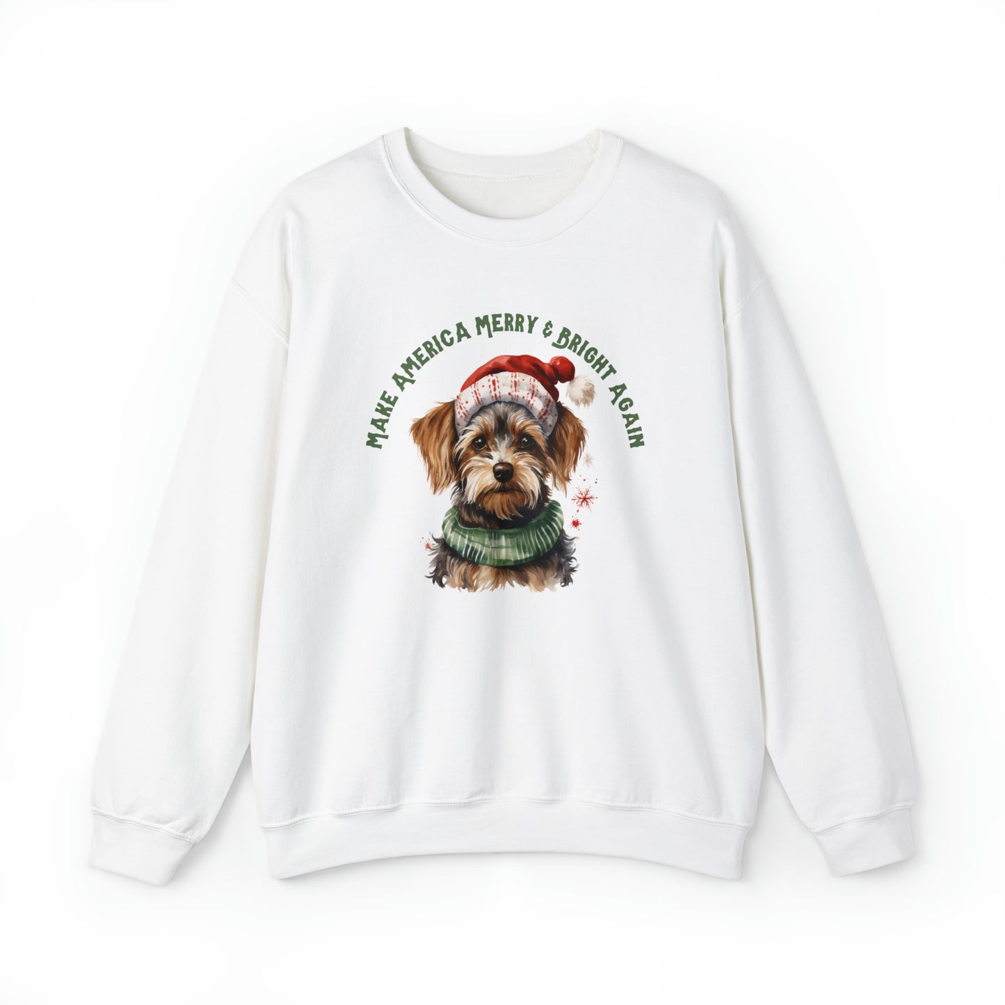 Merry & Bright Again Dog in Santa Hat Unisex Heavy Blend™ Crewneck Sweatshirt