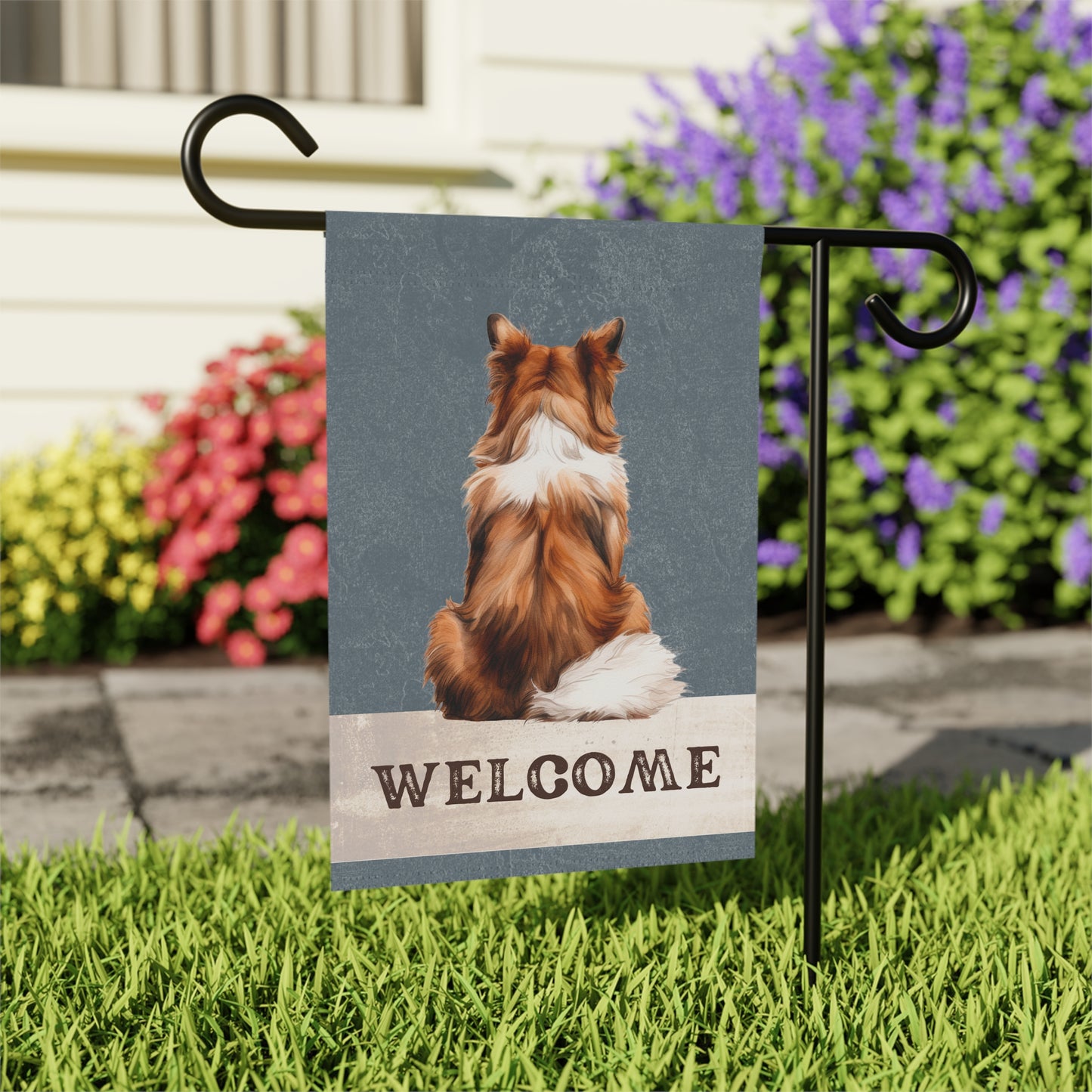 Sheltie Welcome 2-Sided Garden & House Flag/Banner