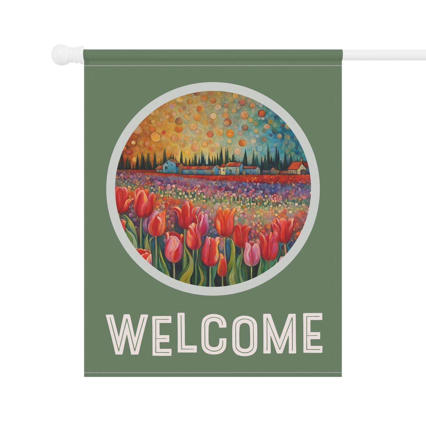 Tulip Farm Welcome 2-Sided Garden & House Flag/Banner