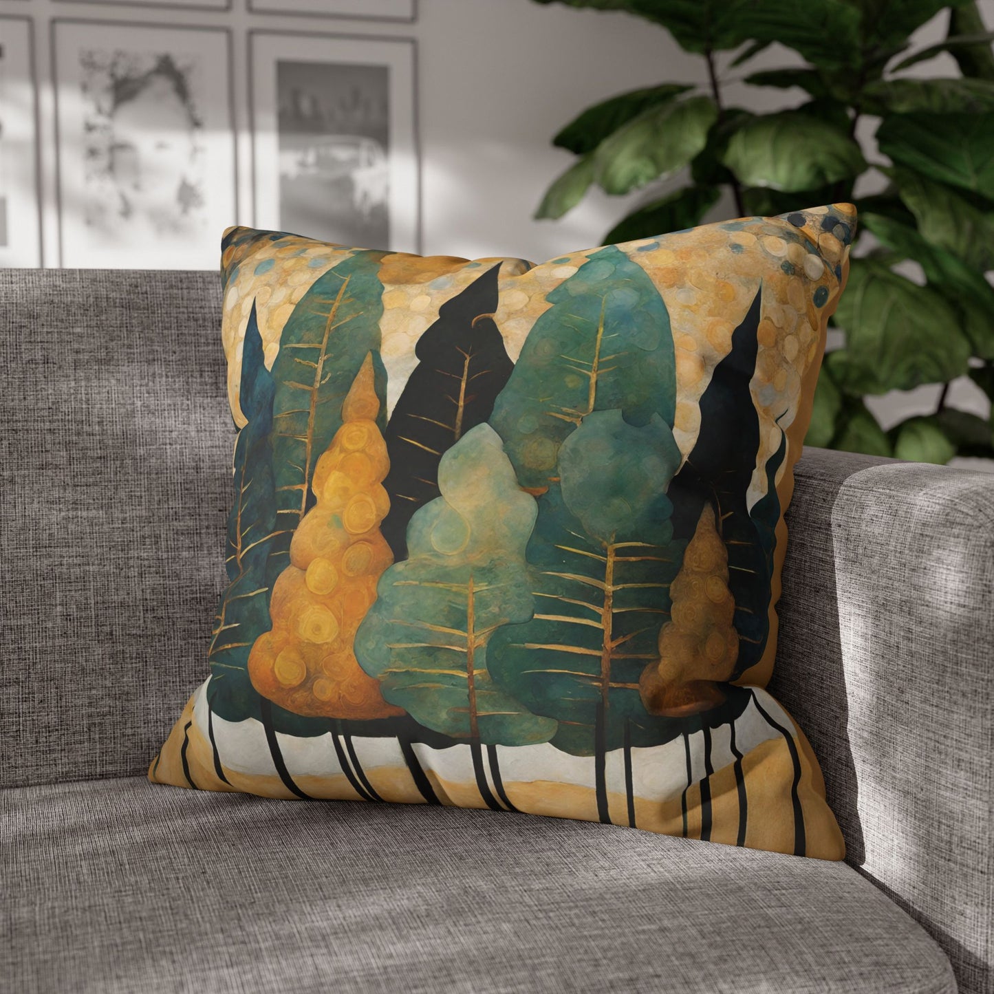 Pine Trees Square Poly Canvas Pillowcase