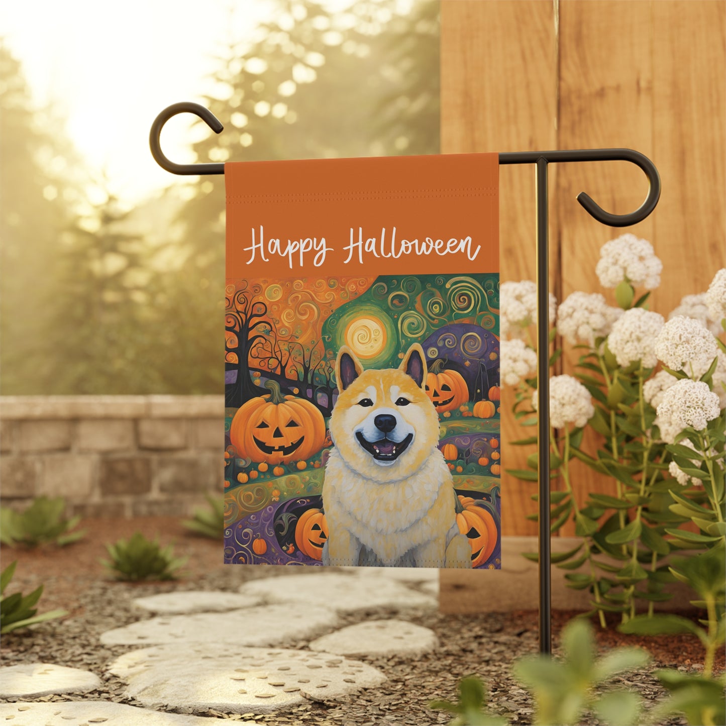 Akita Happy Halloween 2-Sided Garden & House Flag/Banner