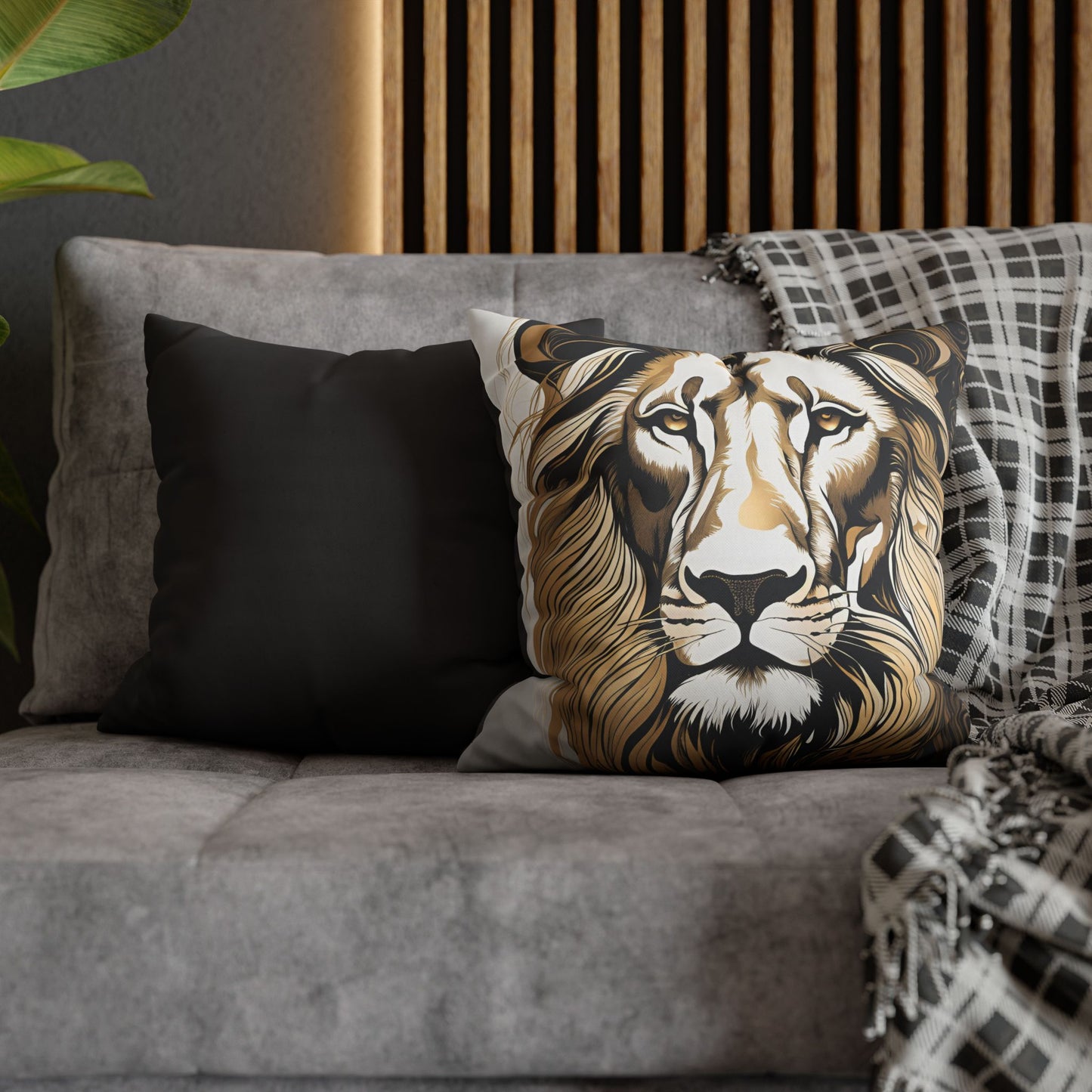 Lion Square Poly Canvas Pillowcase