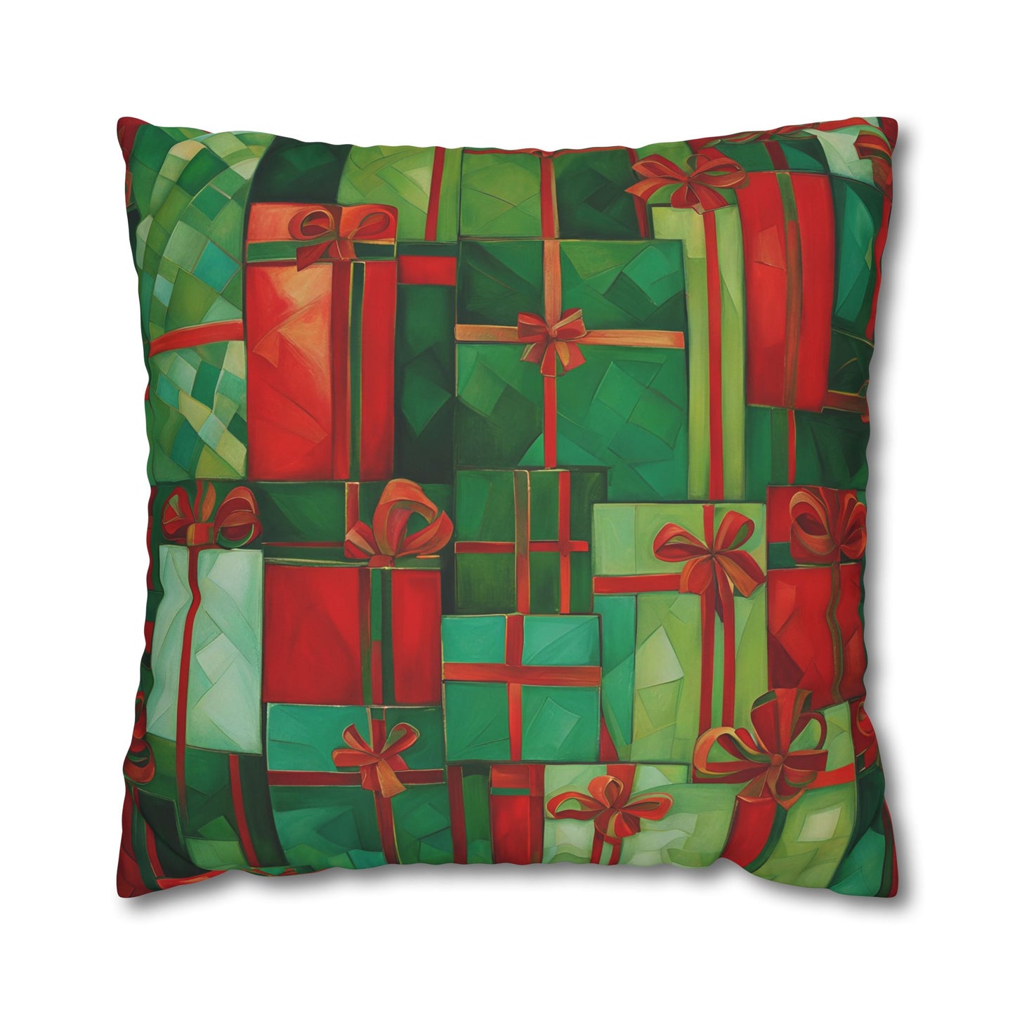 All Wrapped Up Holiday Square Poly Canvas Pillowcase