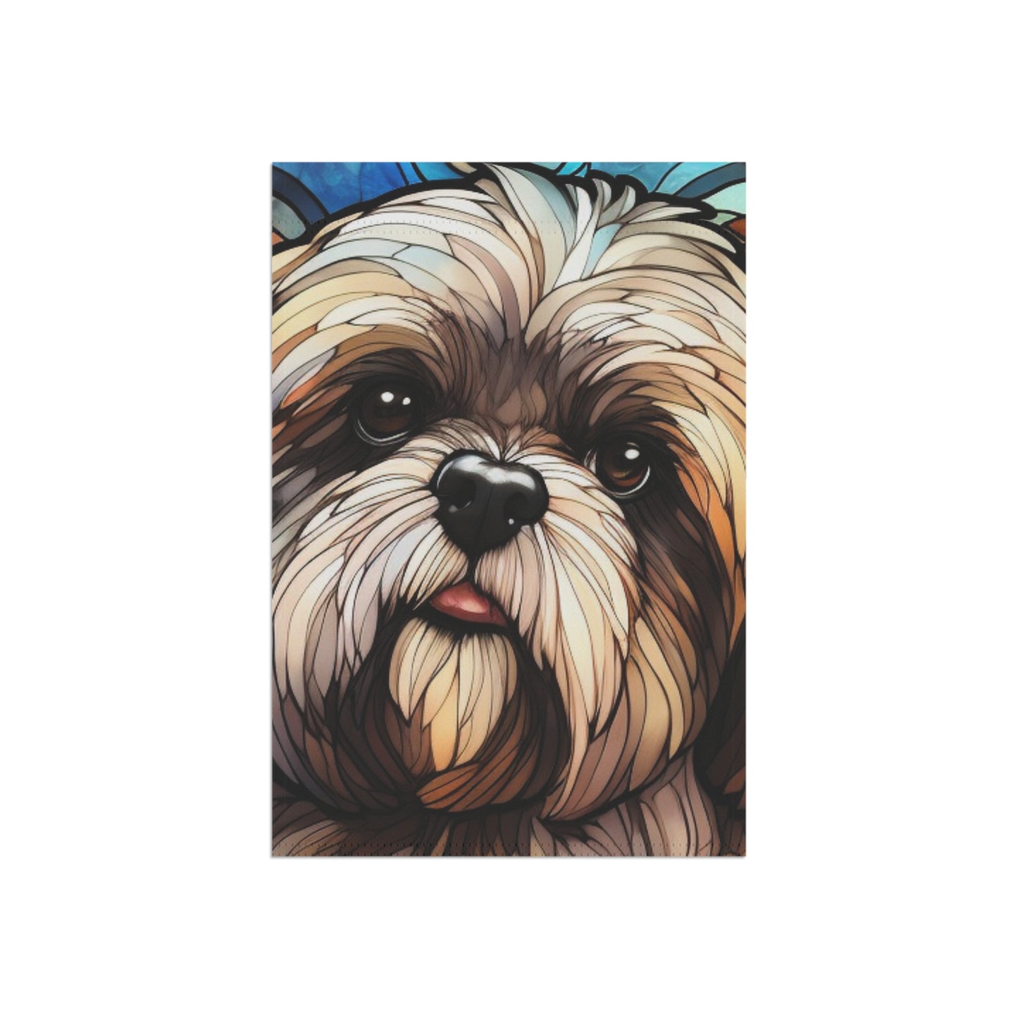 Lhasa Apso Stained Glass Look 2-Sided Garden & House Flag/Banner