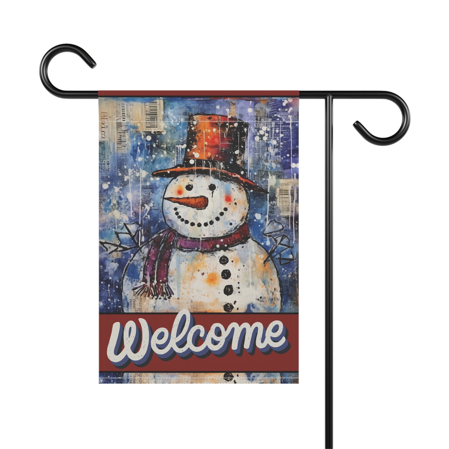 Vintage Snowman Welcome 2-Sided Garden & House Flag/Banner