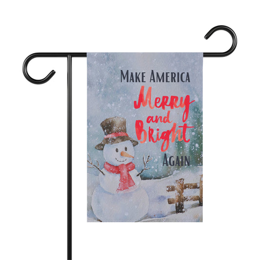 Make America Merry & Bright Again Snowman 2-Sided Garden Banner