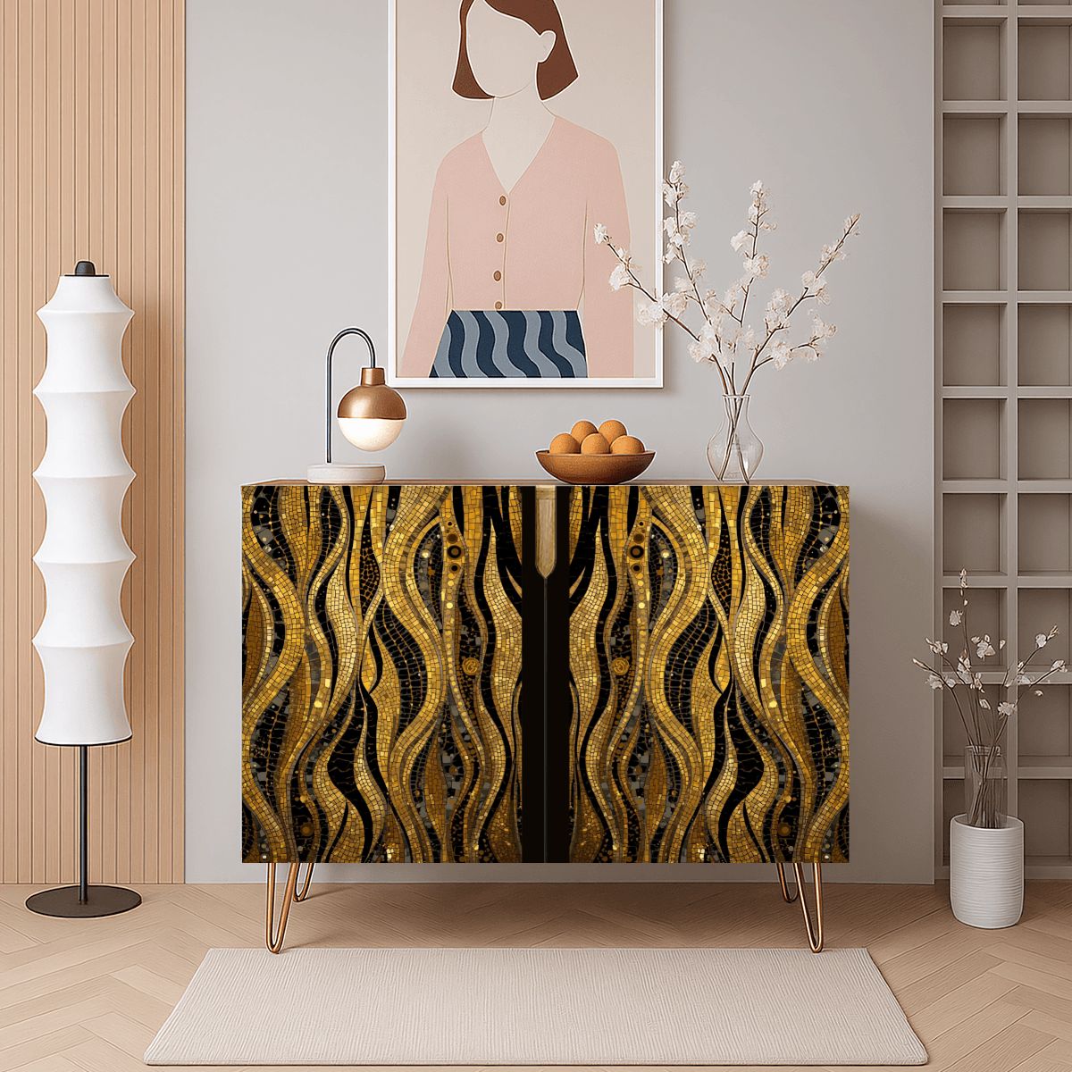 Mosaic Art Wooden Storage Cabinet (Made in USA)