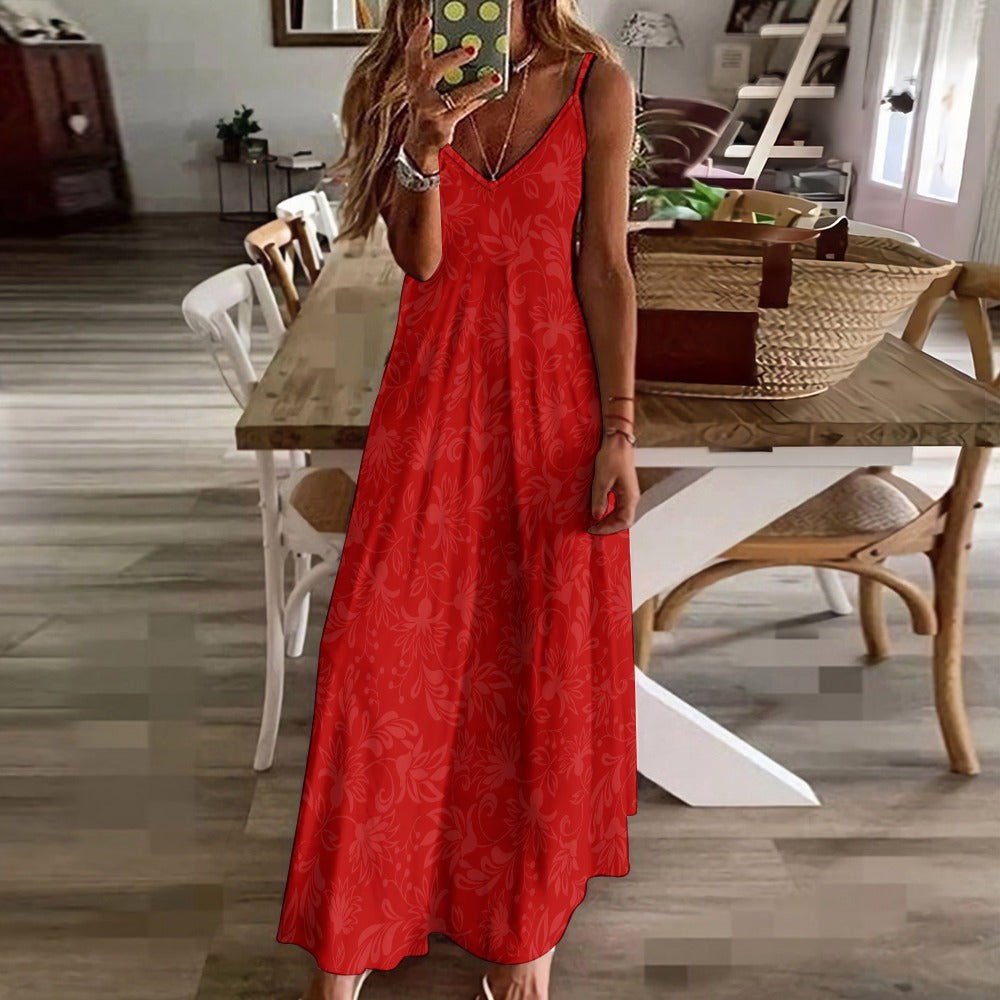 Red Floral Women's Summer Fashion Slip Dress