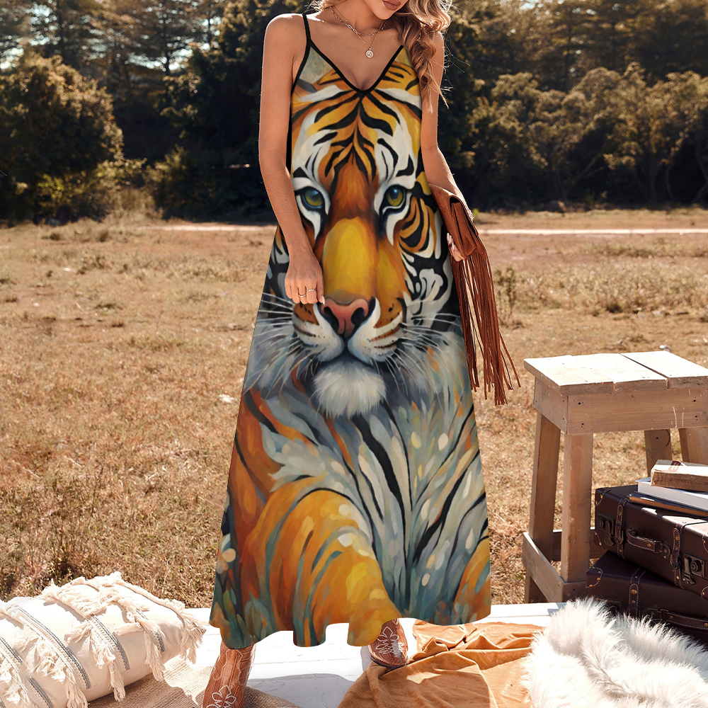 Tiger Women's Summer Fashion Maxi Slip Dress