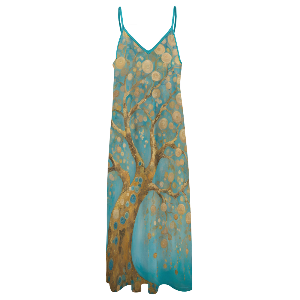 Spring Blooms Women's Summer Fashion Maxi Slip Dress