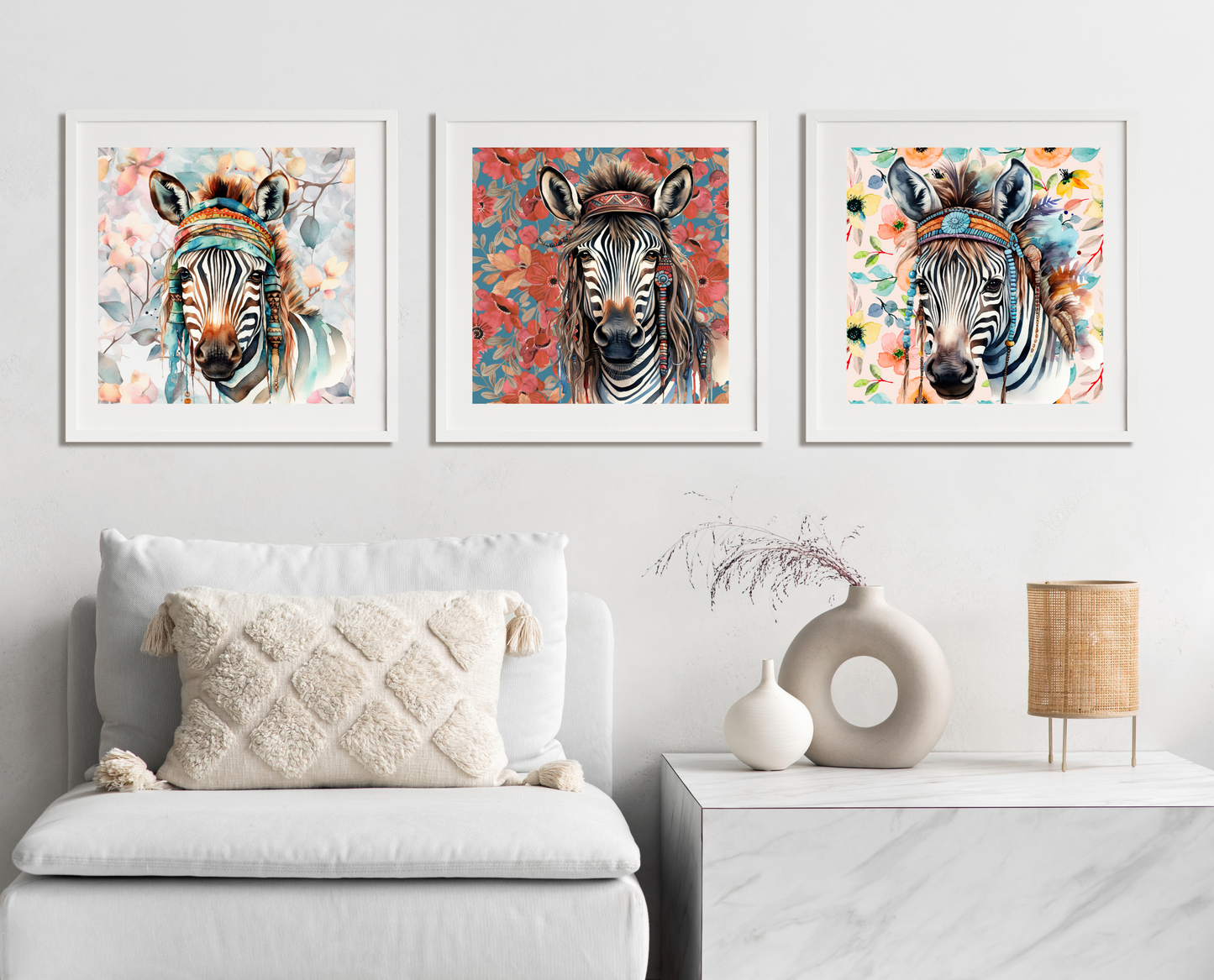 Gareth Boho Zebra Art Poster