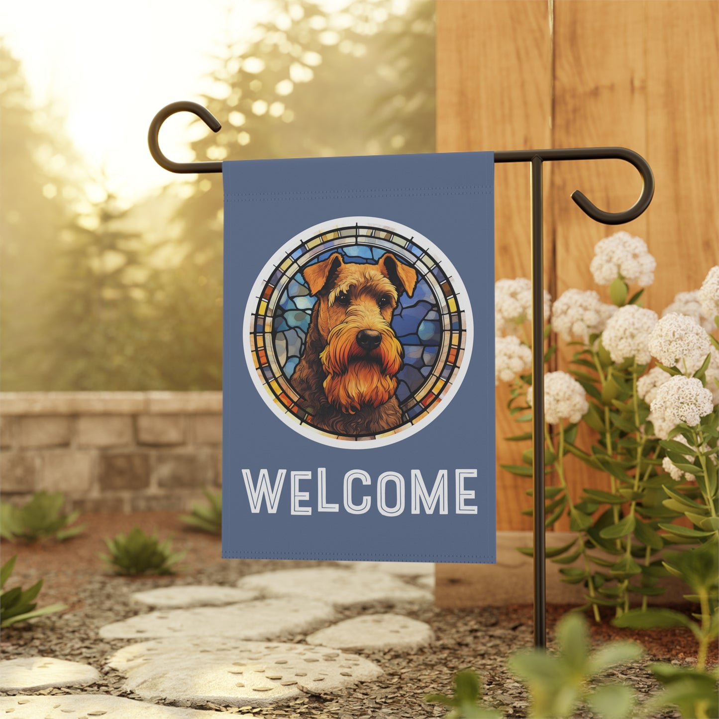 Welsh Terrier Welcome 2-Sided Garden & House Flag/Banner