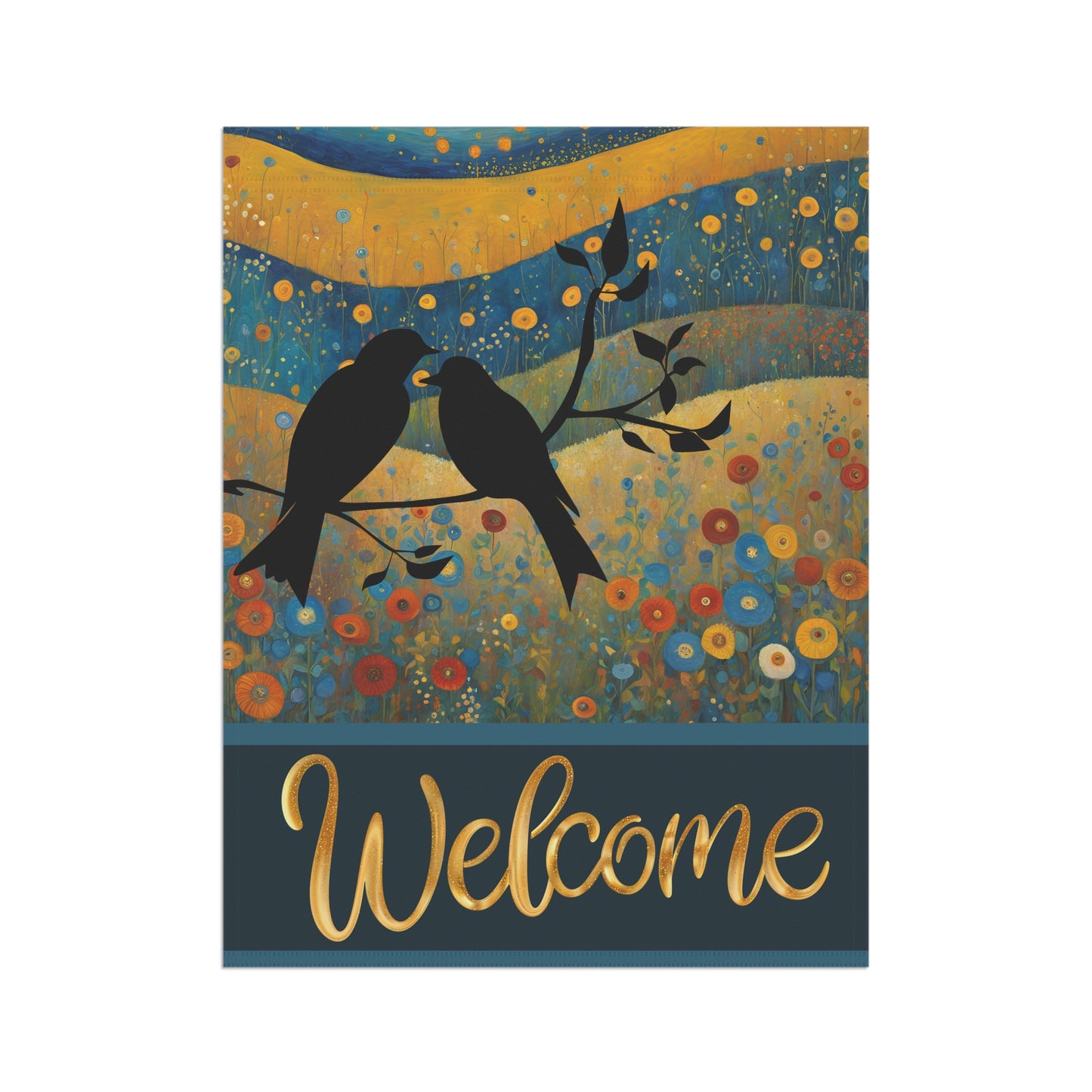 Birdsong Silhouette Welcome 2-Sided Garden & House Flag/Banner