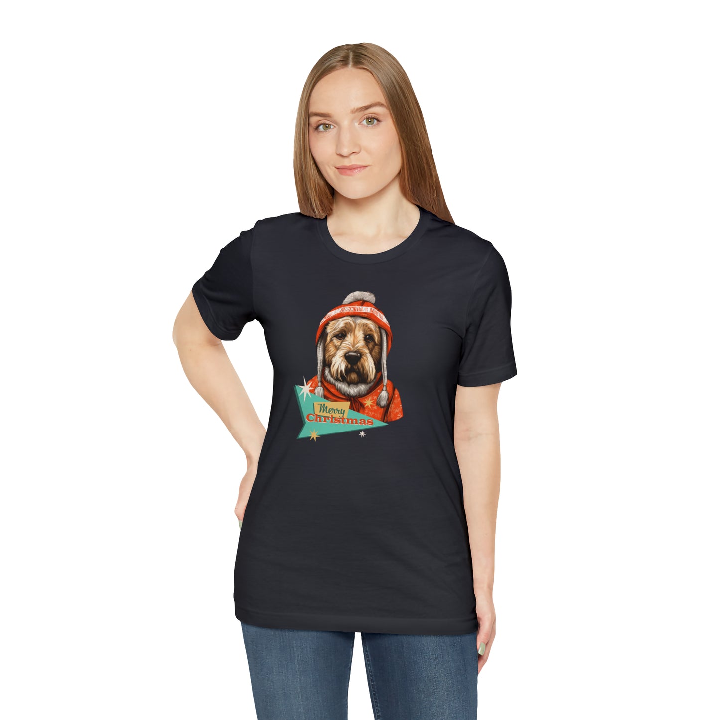 Soft Coated Wheaten Terrier Retro Merry Christmas Unisex Jersey Short Sleeve Tee