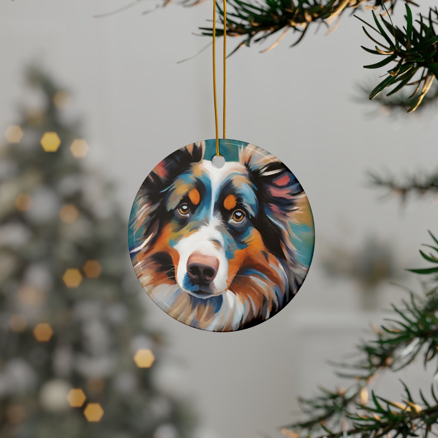 Australian Shepherd 3" Ceramic Ornaments, 2-Side Print, (1pc, 10pcs)