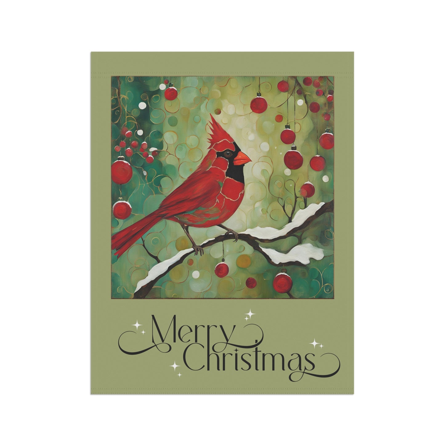 Cardinal Merry Christmas 2-Sided Garden & House Flag/Banner