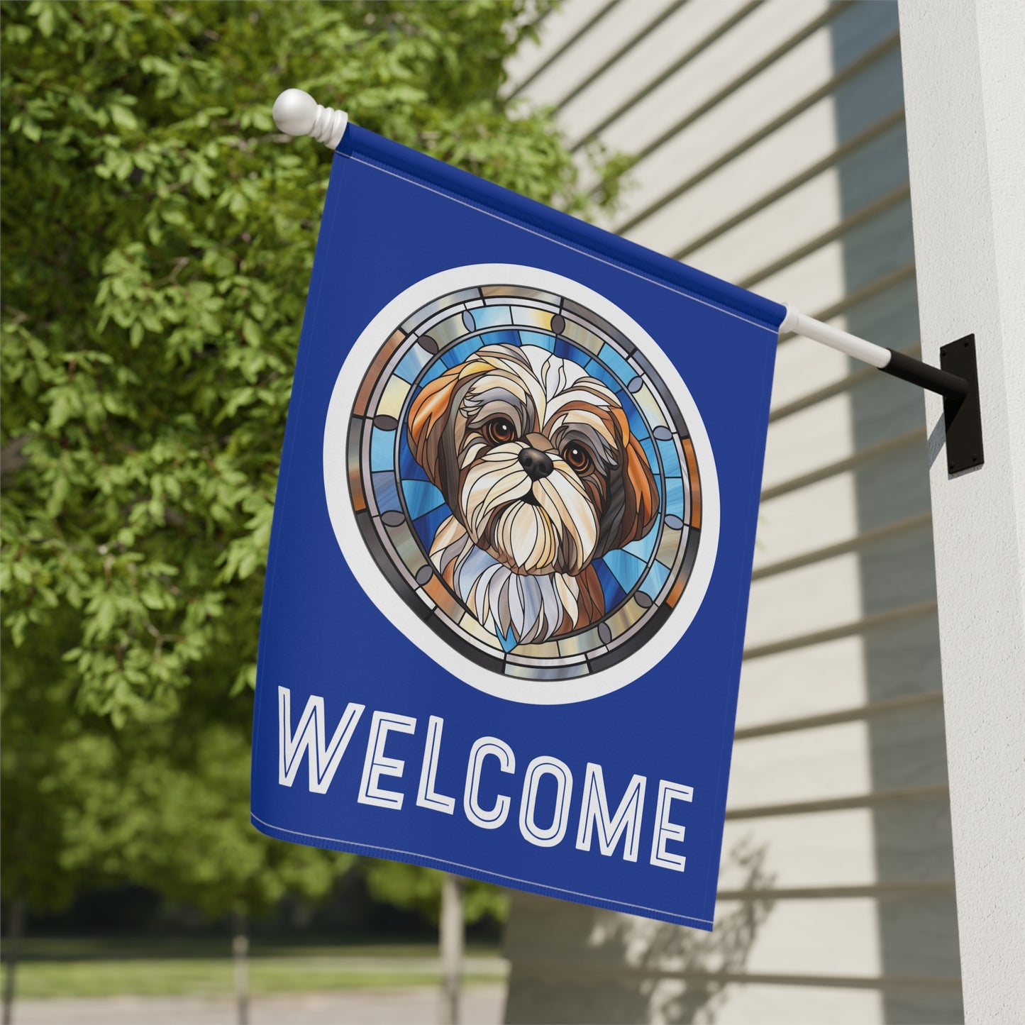 Shih Tzu Welcome 2-Sided Garden & House Flag/Banner