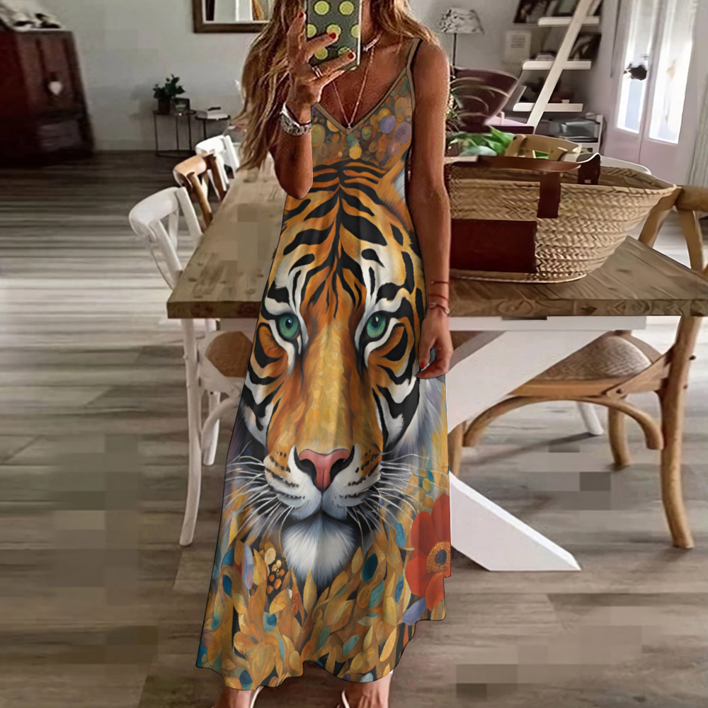 Jungle Tiger Women's Summer Fashion Maxi Slip Dress