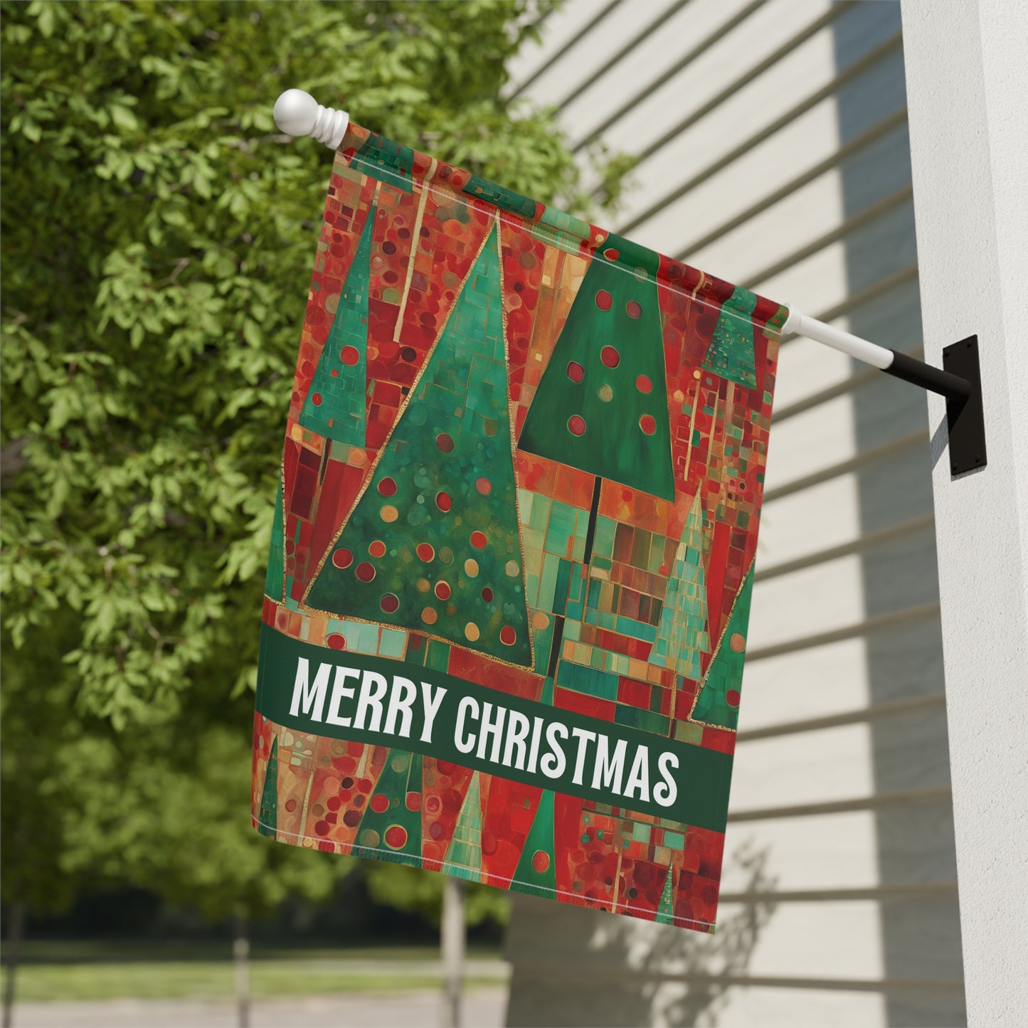 Merry Christmas Trees 2-Sided Garden & House Flag/Banner