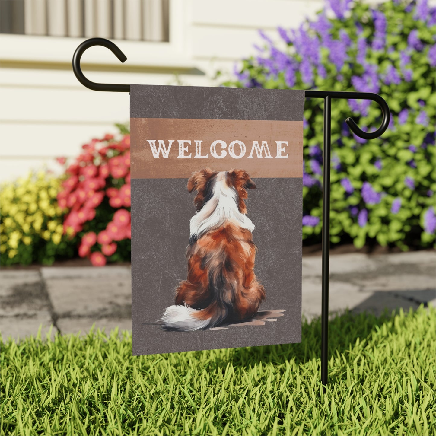 Australian Shepherd Welcome 2-Sided Garden & House Flag/Banner