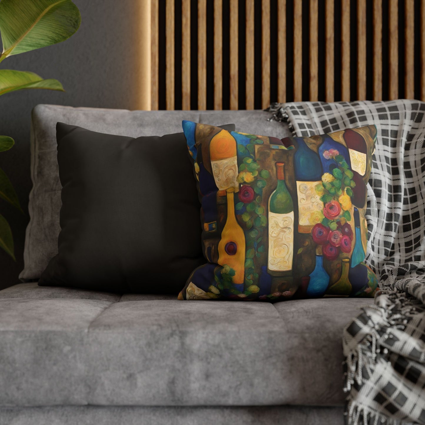 Wine Garden Square Poly Canvas Pillowcase