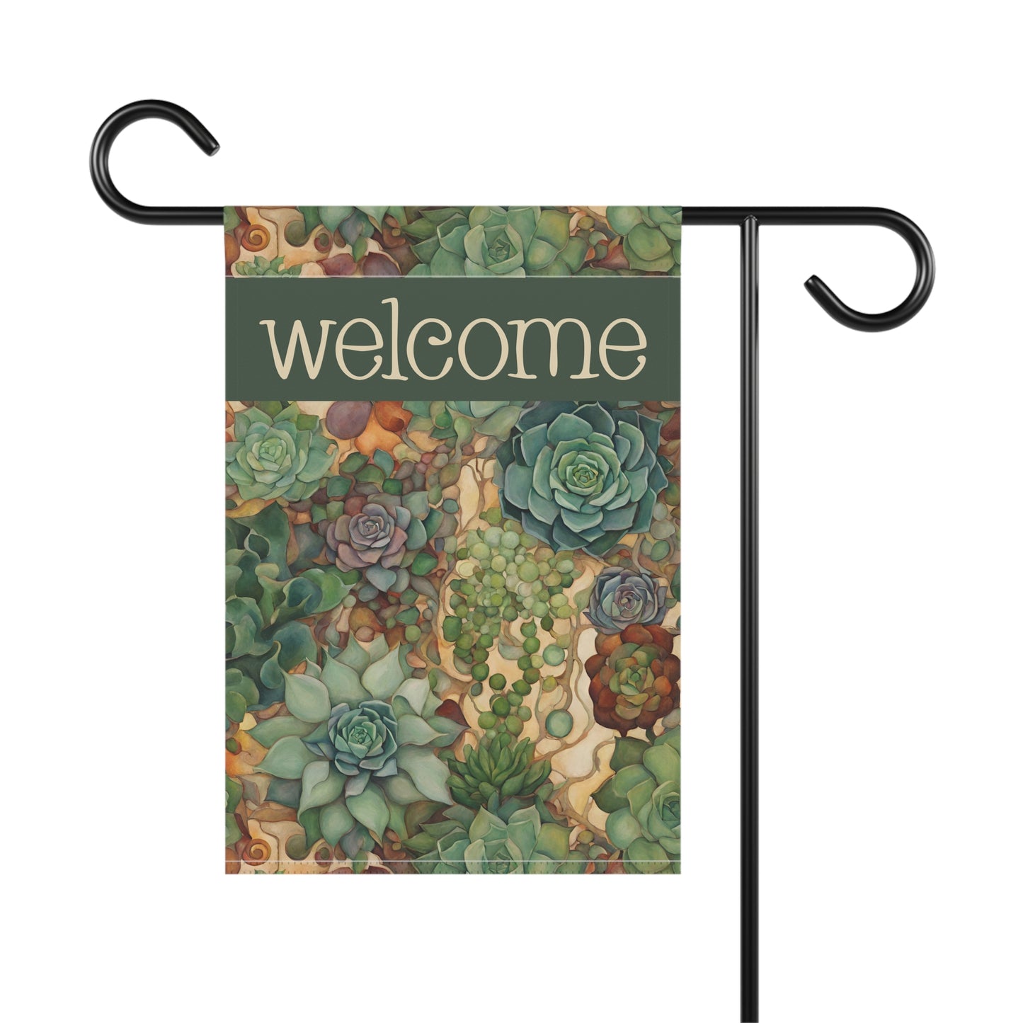 More Succulents Welcome 2-Sided Garden & House Flag/Banner