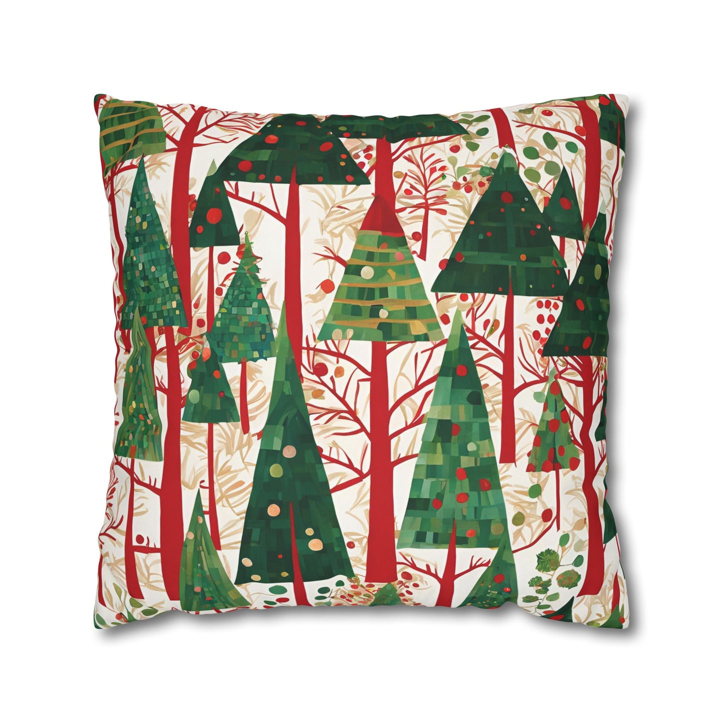 Modern Christmas Trees Square Poly Canvas Pillowcase