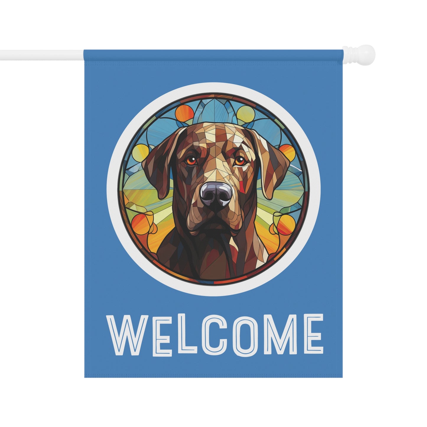 Chocolate Labrador Retriever Welcome 2-Sided Garden & House Flag/Banner