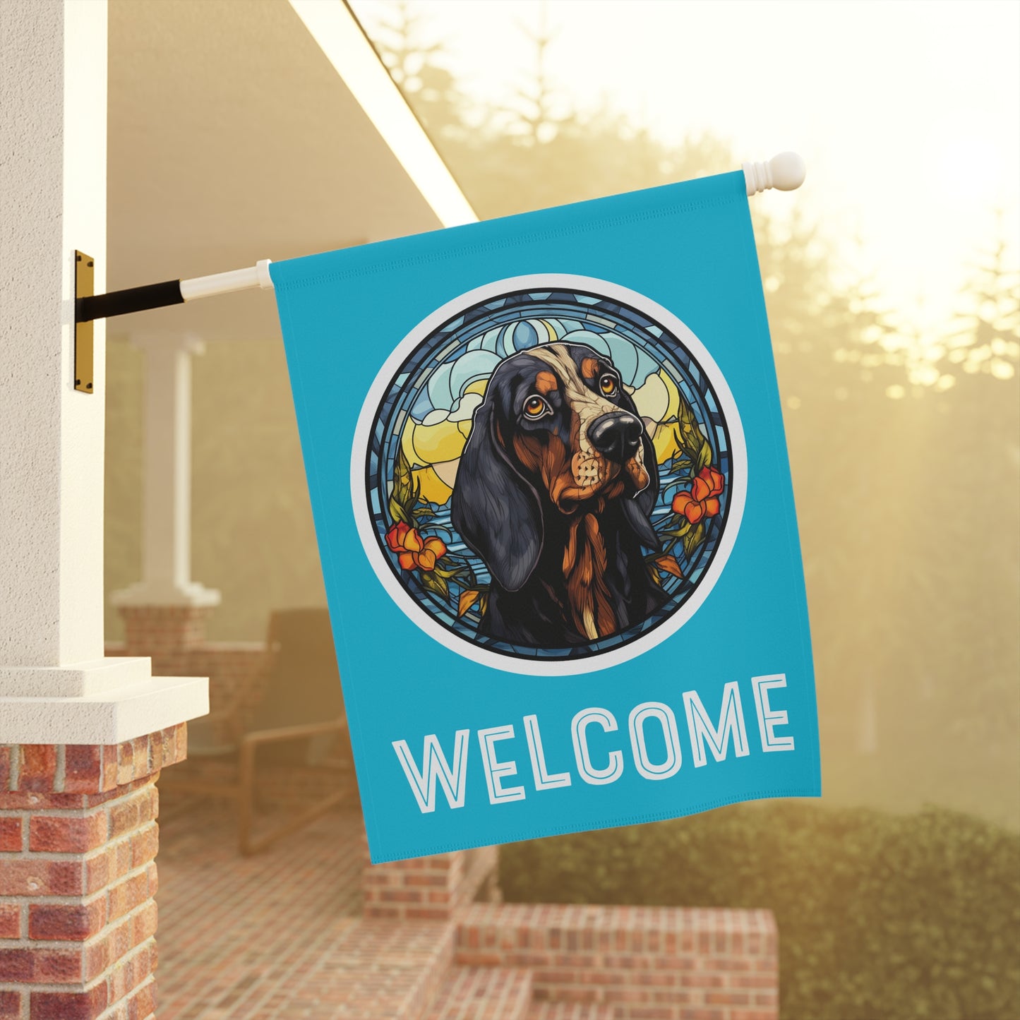 Bluetick Coonhound Welcome 2-Sided Garden & House Flag/Banner