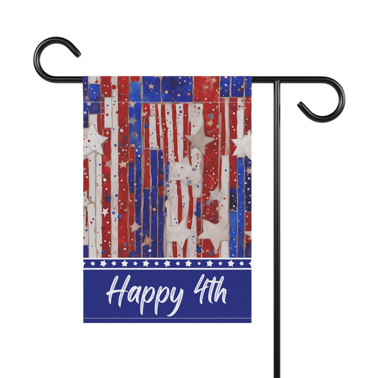 Happy 4th 2-Sided Garden & House Flag/Banner