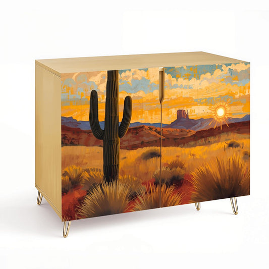Southwest Desert Art Wooden Storage Cabinet (Made in USA)