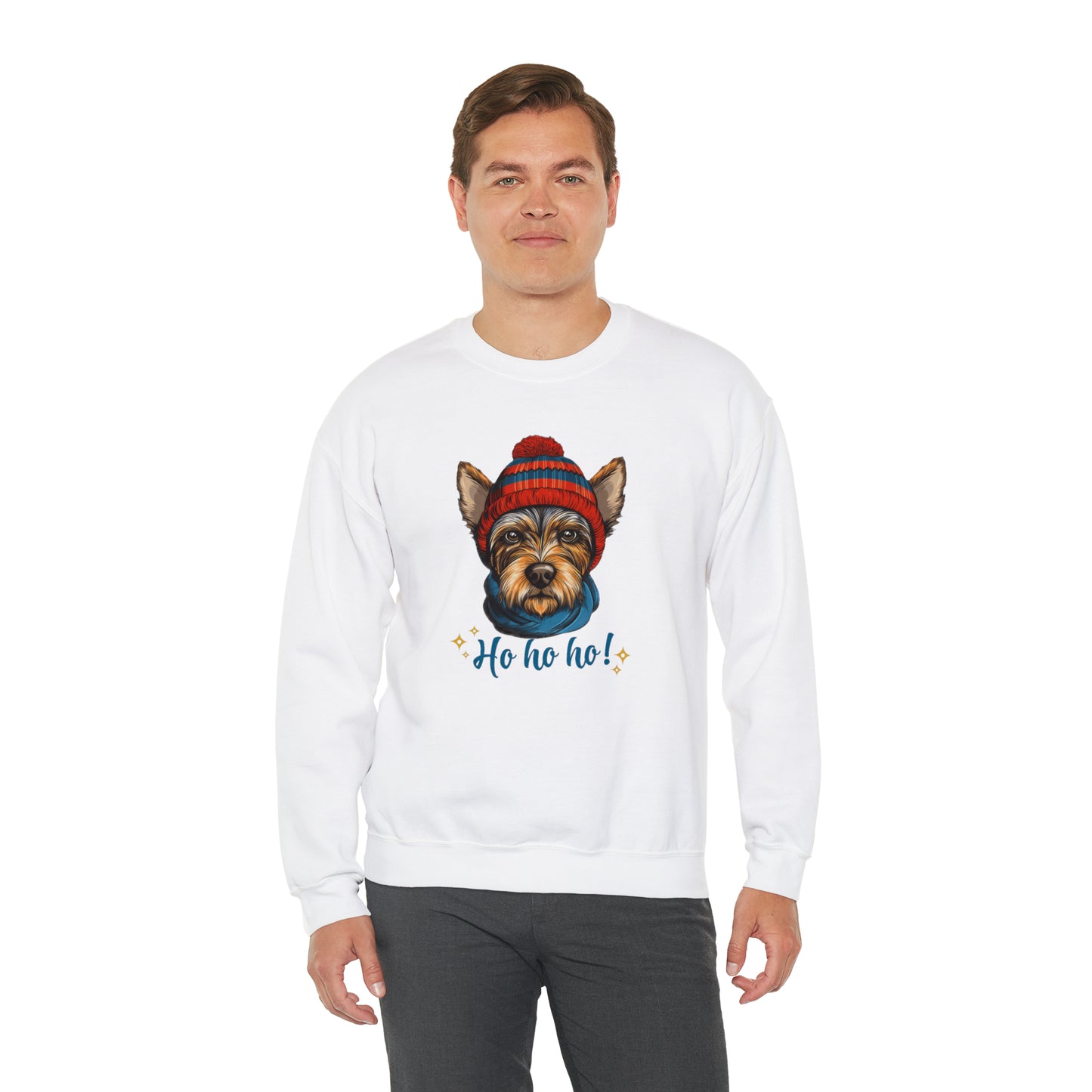 Ho Ho Ho Scottish Terrier in Hat & Scarf  Unisex Heavy Blend™ Crewneck Sweatshirt