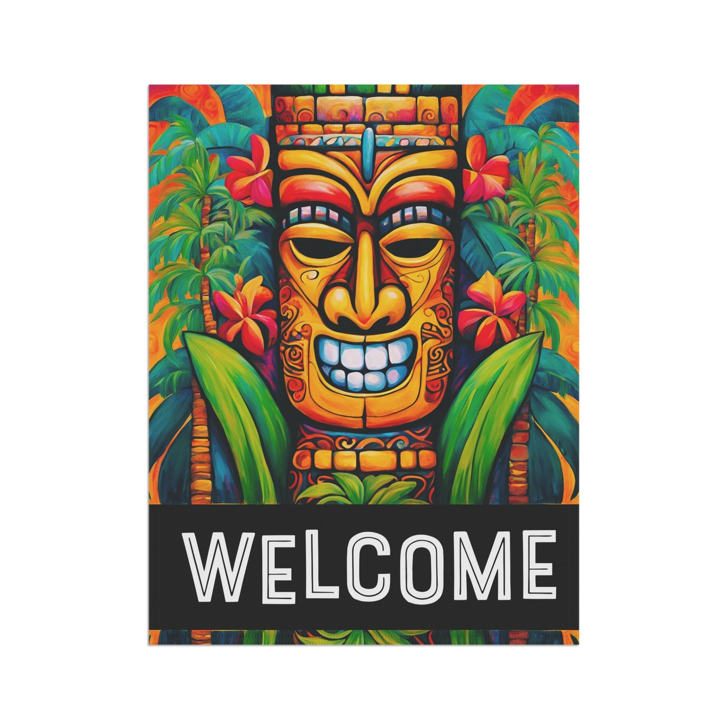 Tiki Tom Welcome 2-Sided Garden & House Flag/Banner