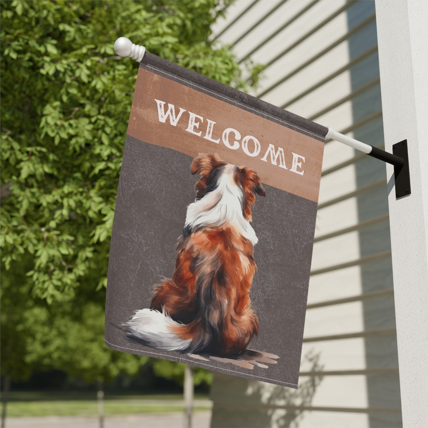 Australian Shepherd Welcome 2-Sided Garden & House Flag/Banner