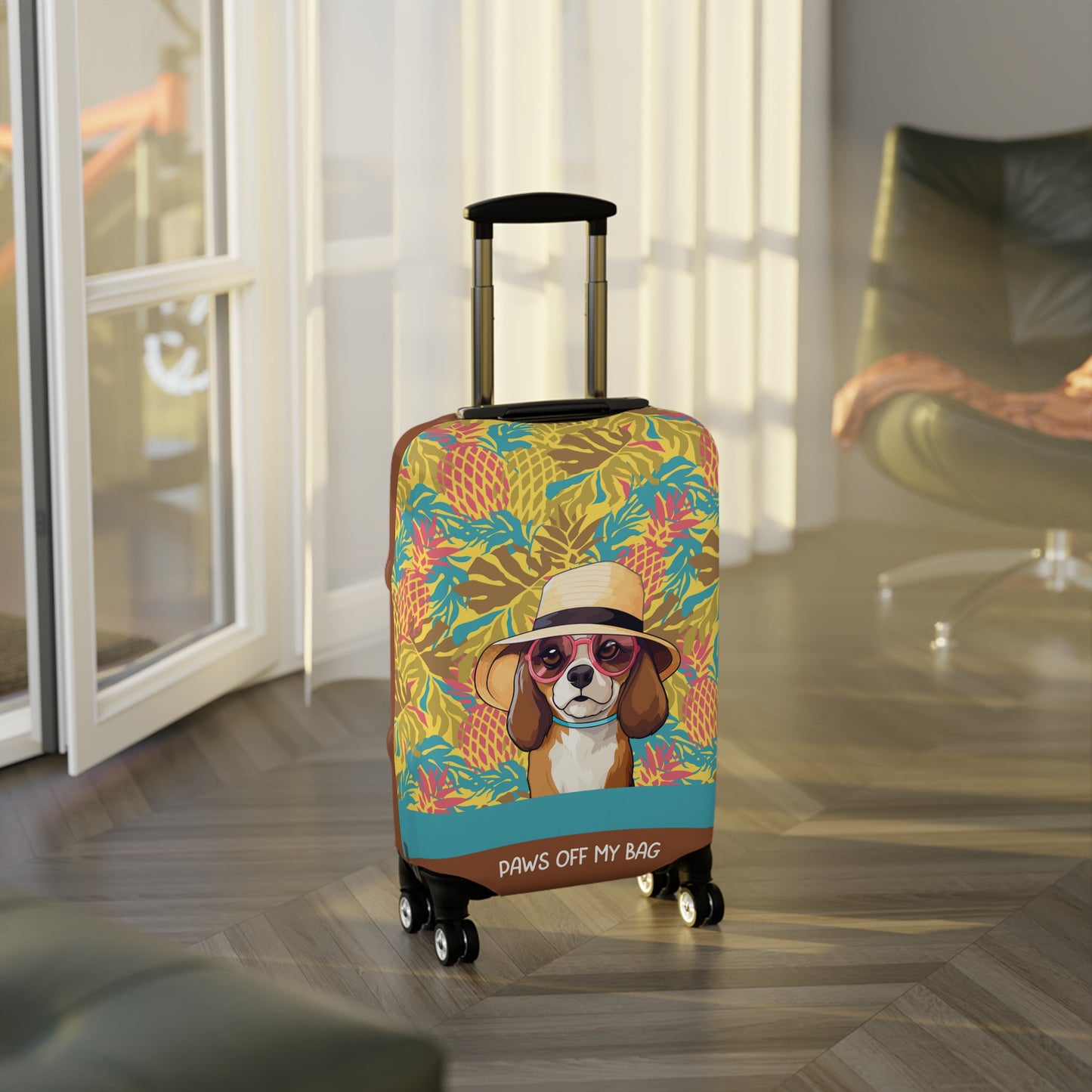 Beagle in Hat & Glasses Paws Off My Bag Luggage Cover