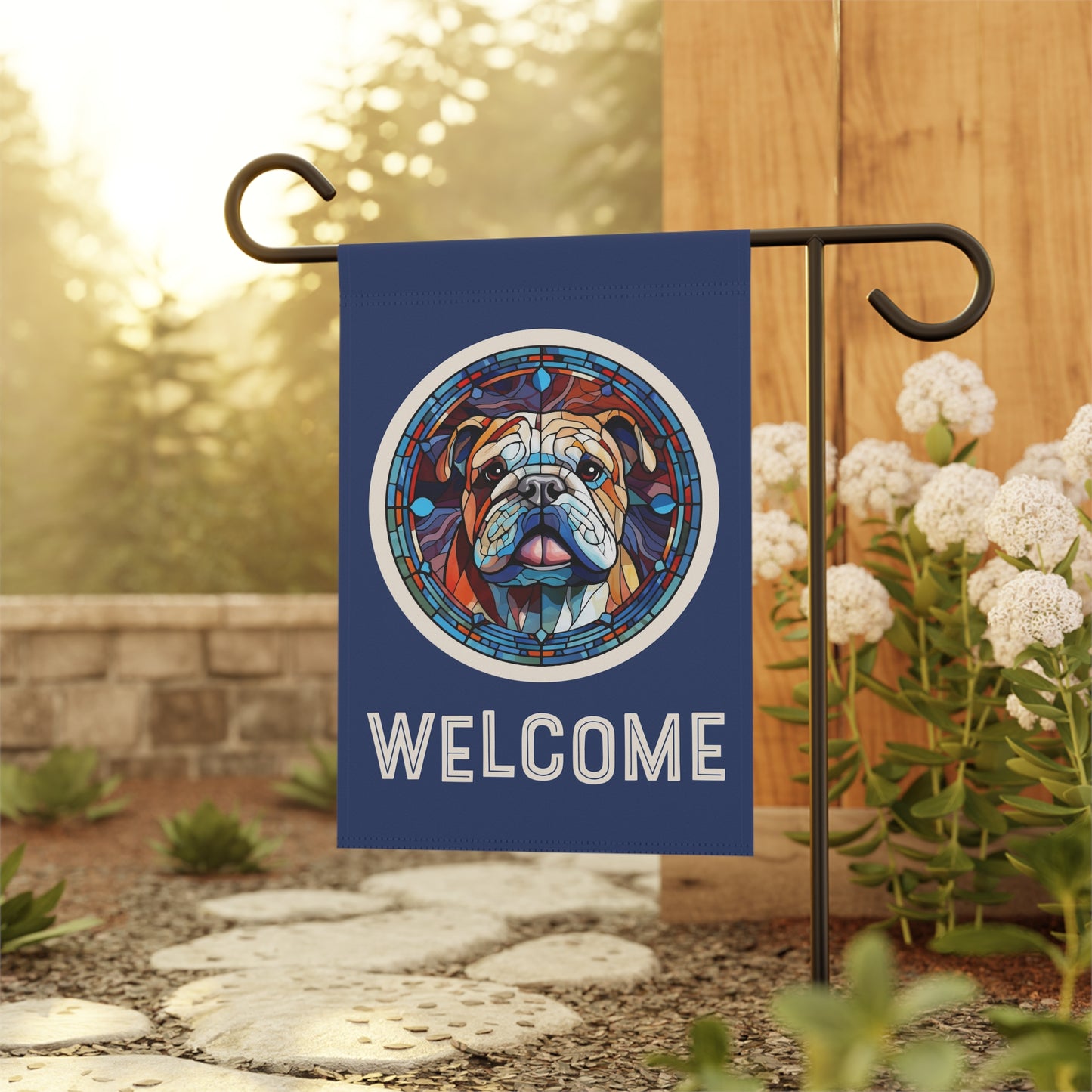 English Bulldog Welcome 2-Sided Garden & House Flag/Banner