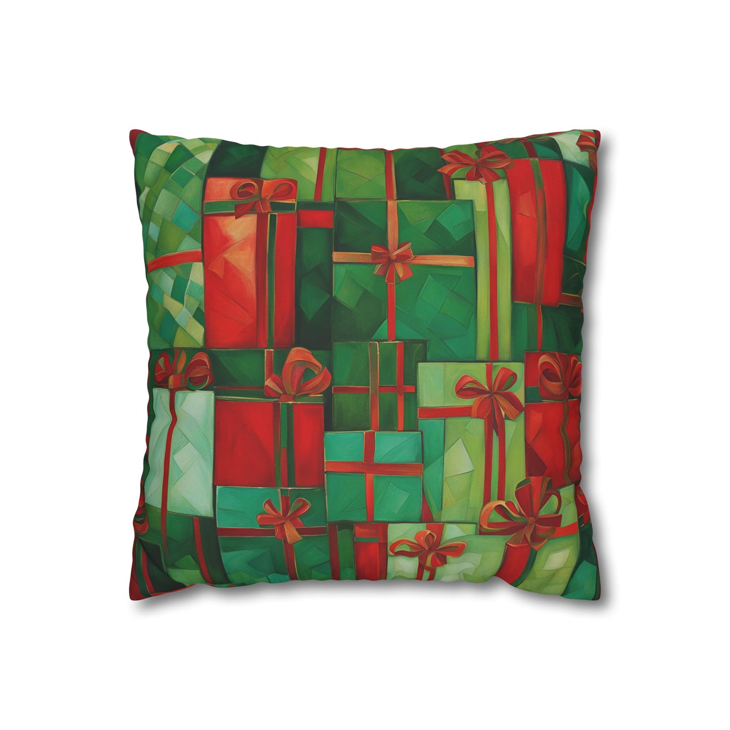 All Wrapped Up Holiday Square Poly Canvas Pillowcase