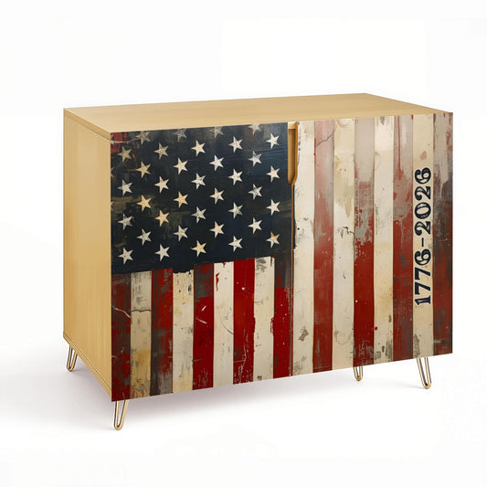 American Flag Wooden Storage Cabinet (Made in USA)