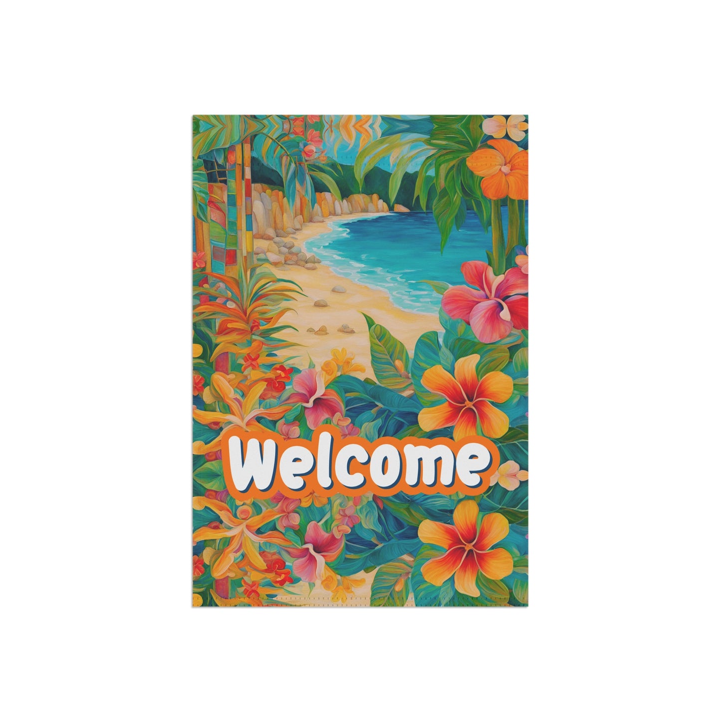 Paradise Found Welcome 2-Sided Garden & House Flag/Banner