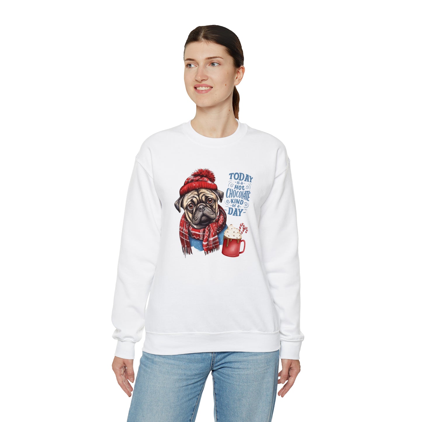 Pug Hot Chocolate Day Unisex Heavy Blend™ Crewneck Sweatshirt