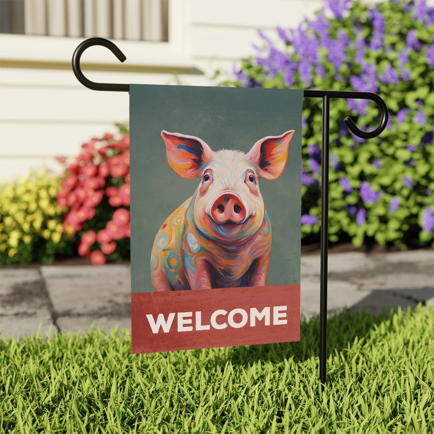 Pig Welcome 2-Sided Garden & House Flag/Banner