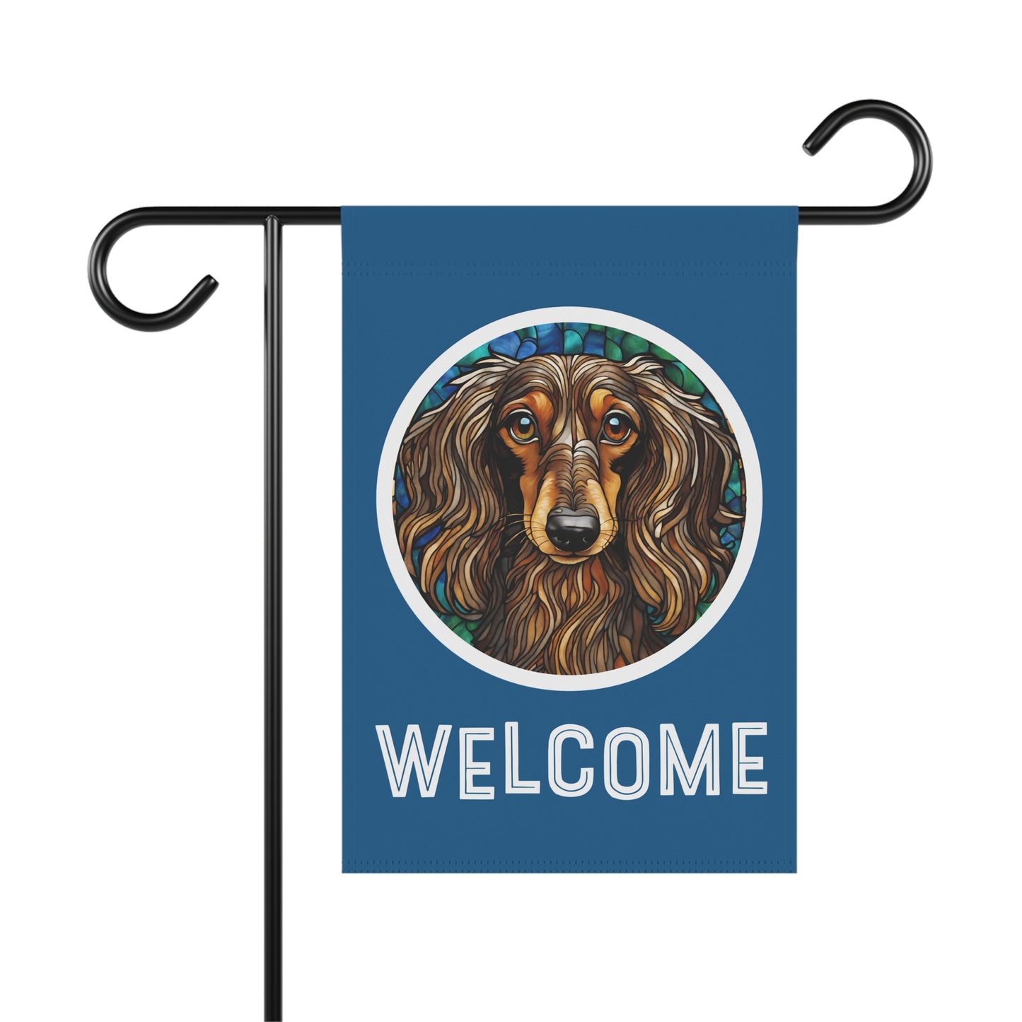 Dachshund (Long Hair) Welcome 2-Sided Garden & House Flag/Banner