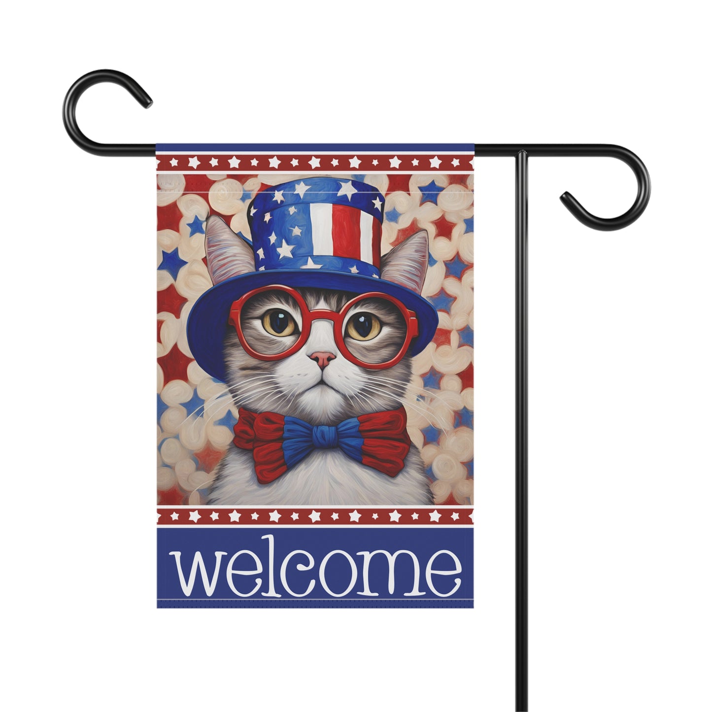 Liberty Cat Welcome 2-Sided Garden & House Flag/Banner