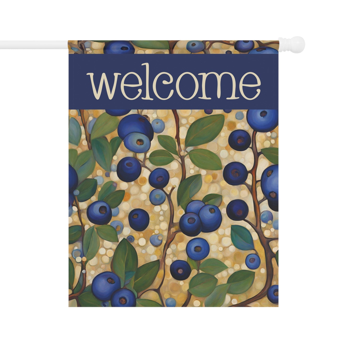 Blueberries Welcome 2-Sided Garden & House Flag/Banner