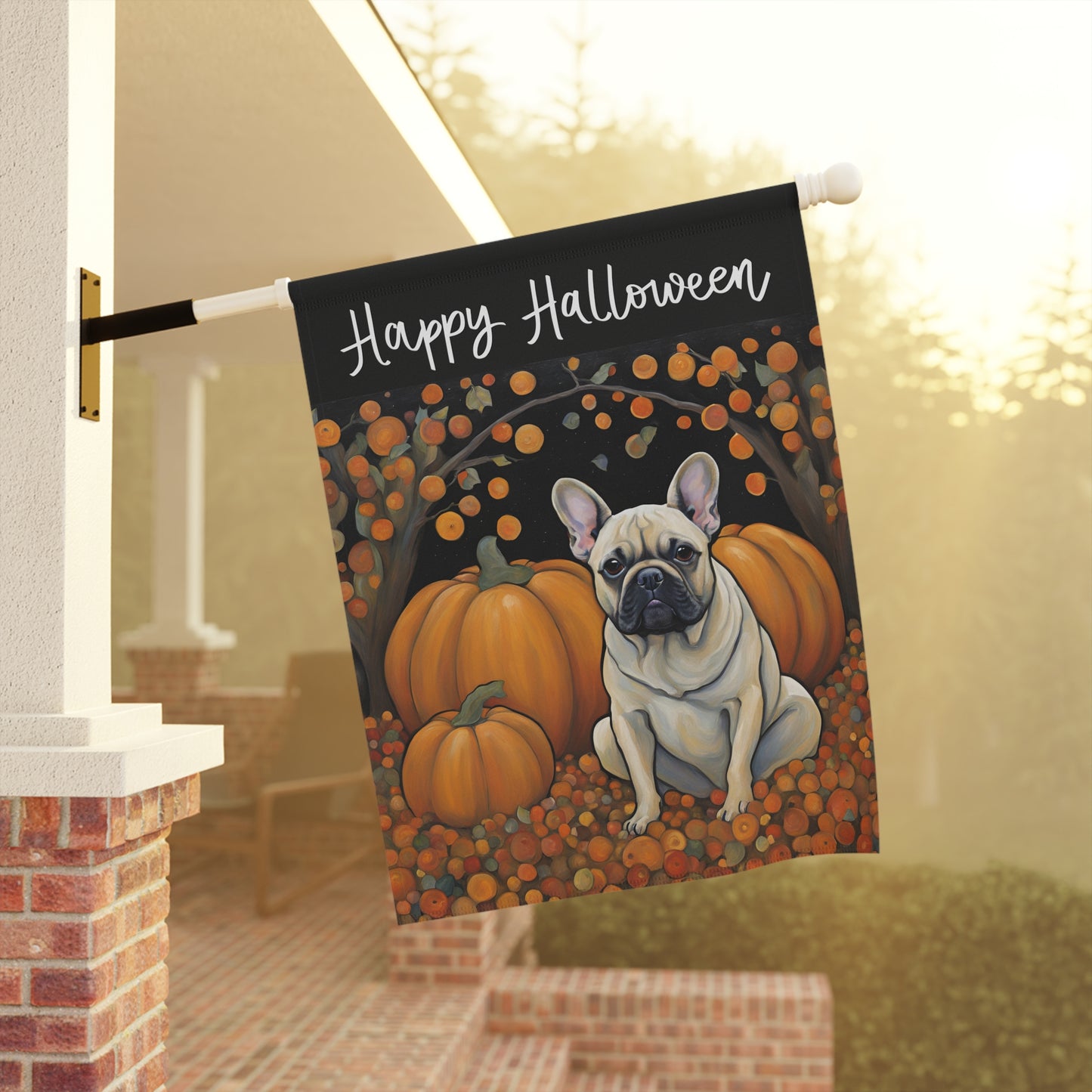 French Bulldog Happy Halloween 2-Sided Garden & House Flag/Banner