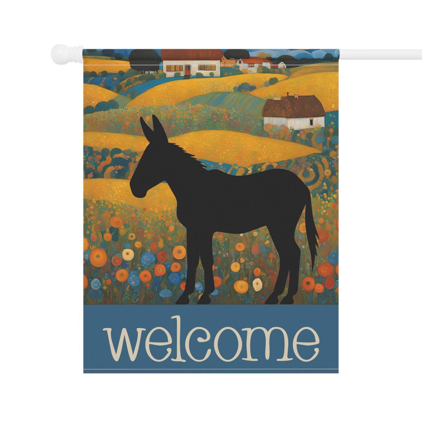 Donkey Silhouette Welcome 2-Sided Garden & House Flag/Banner