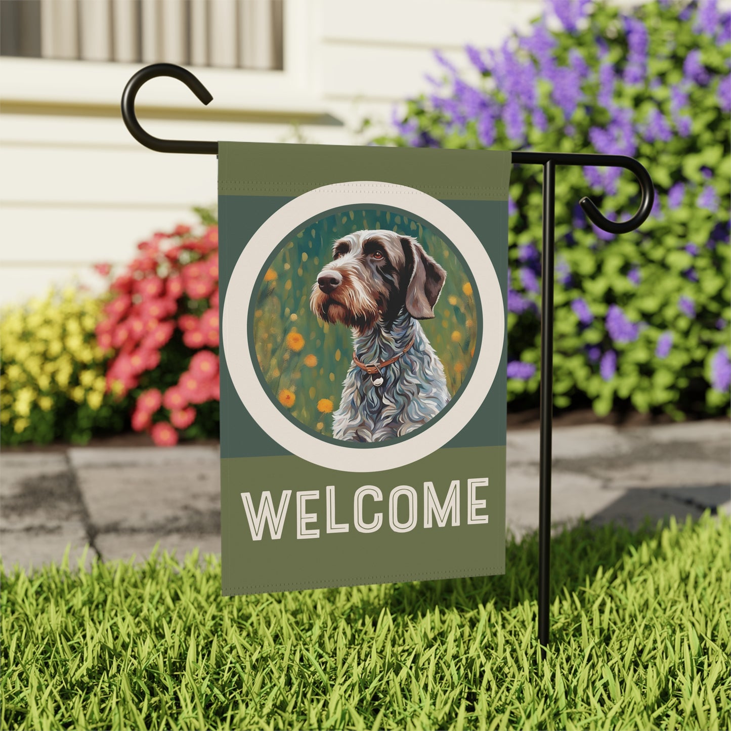 German Wirehaired Pointer Welcome 2-Sided Garden & House Flag/Banner