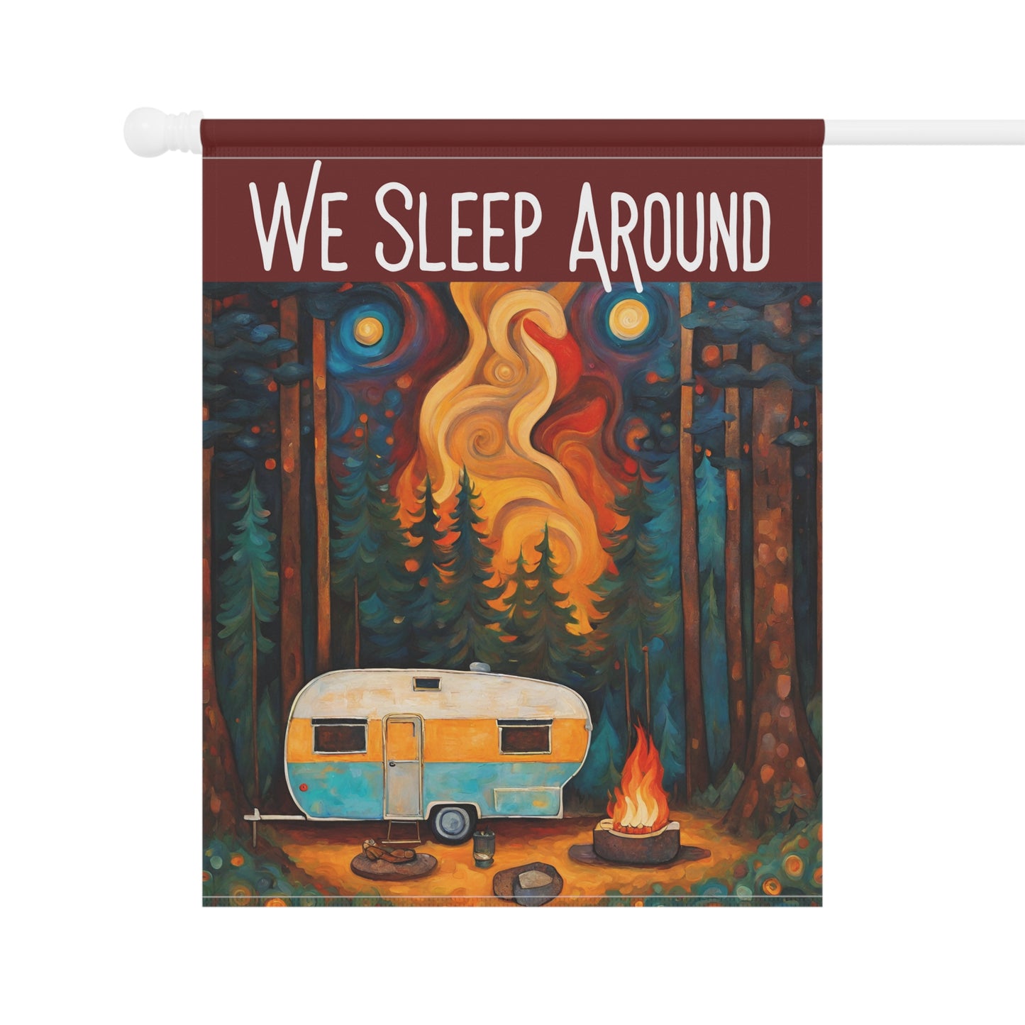 We Sleep Around Camping 2-Sided Garden & House Flag/Banner